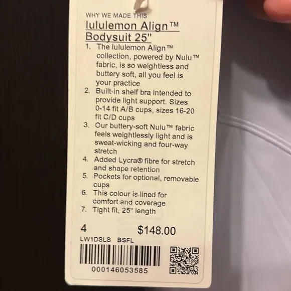 Lululemon Align Bodysuit 25" Blissful Blue NWT Yoga size 4  ☁️ 🌊💧💦💨 - Picture 6 of 9